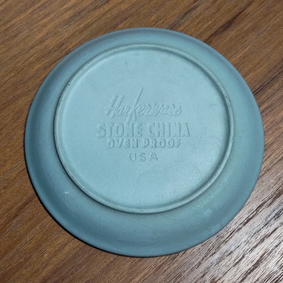 Harkerware Stone China Oven Proof USA Small Plate Egg Shell Blue - Picture 2 of 2